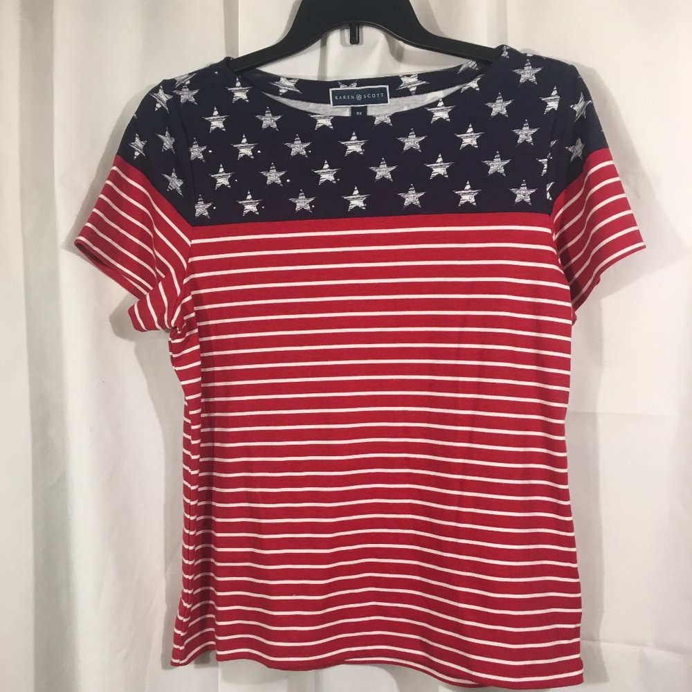 Karen Scott Patriotic Short Sleeve Tee